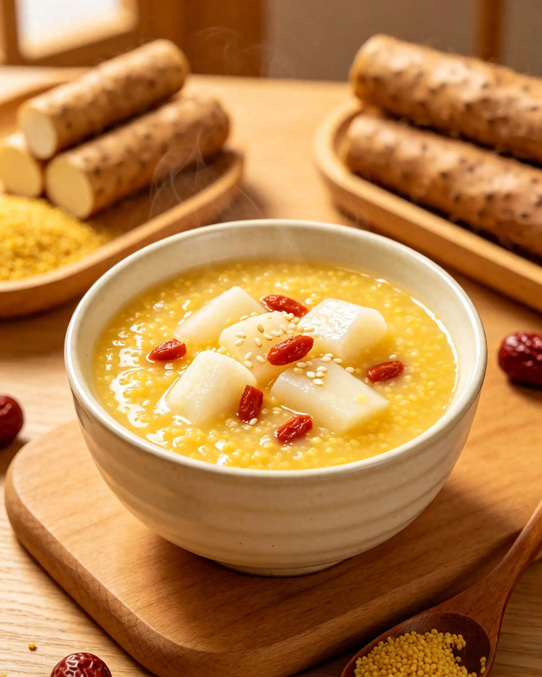 Mili yam porridge — a moistening food for the autumn transition in Chinese cuisine